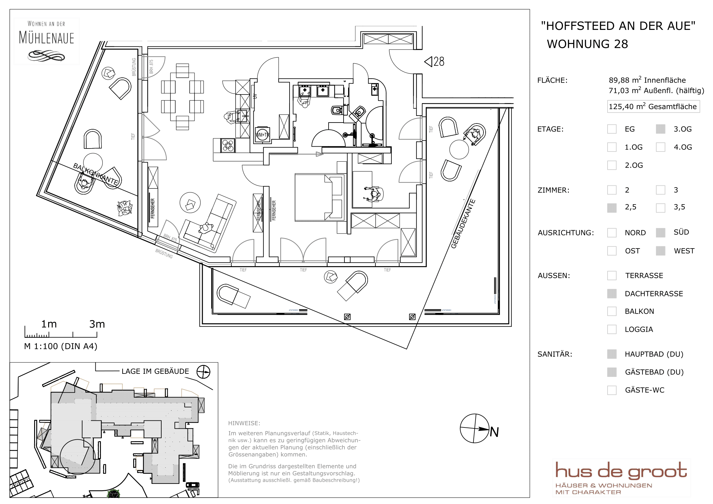 Traumhafte Dachterrasse - Wohnen zwischen Bürgerpark und Aue - Grundriss